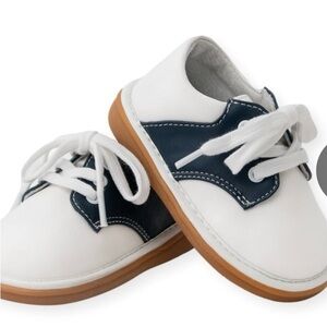 Wee Squeak Classic White and Navy Baby Walker ShoesWee